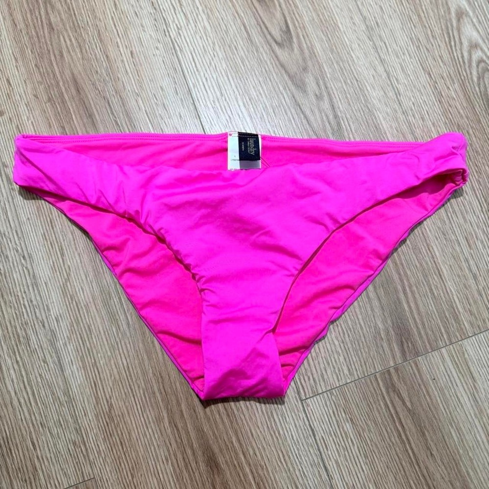 Laundry by Shelli Segal Bikini Bottoms Foxy Pink Neon Low Rise Swimwear Size L